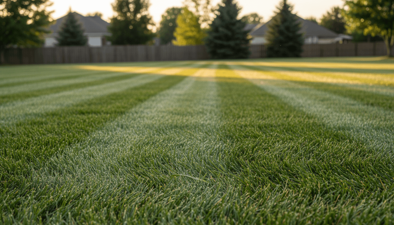 Freshly mowed lawn with sharp edges in an Edmond neighborhood