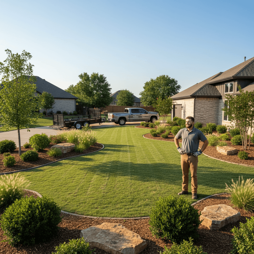 Completed residential landscaping project showcasing professional yard maintenance